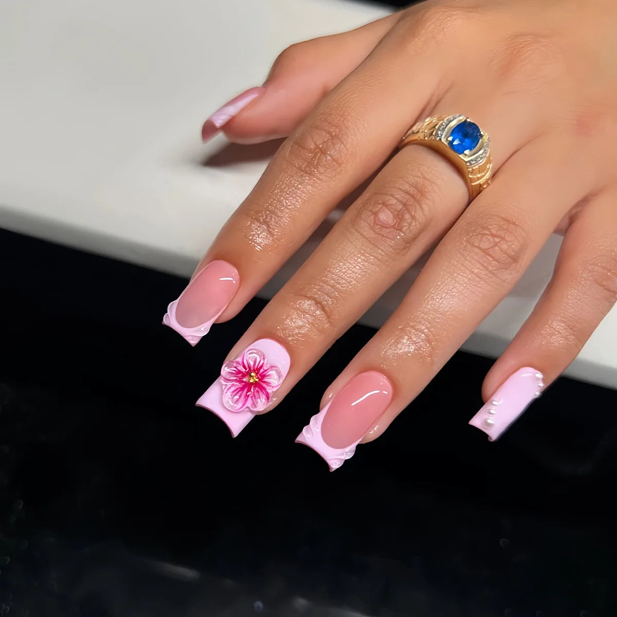 Durable Press-On Square Nail Set