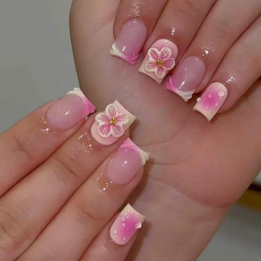 Durable Press-On Square Nail Set