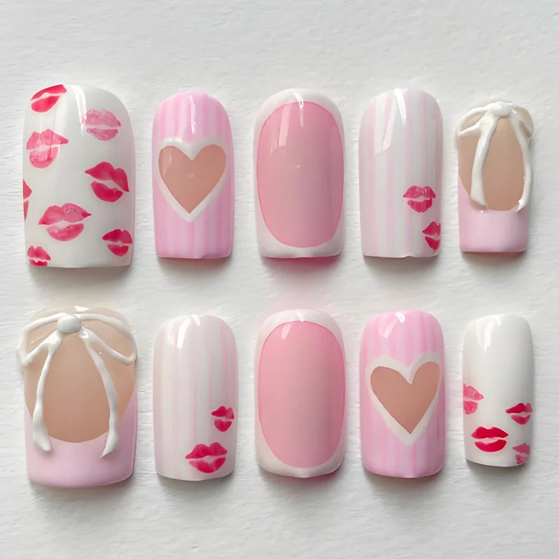 Classic White Bowknot Nails