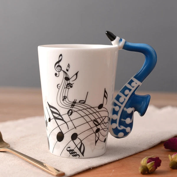 Blue Saxophone Music Ceramic Mug