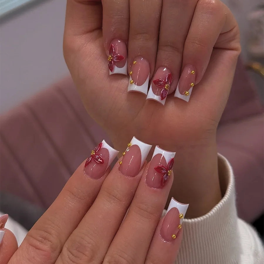 Durable Press-On Square Nail Set