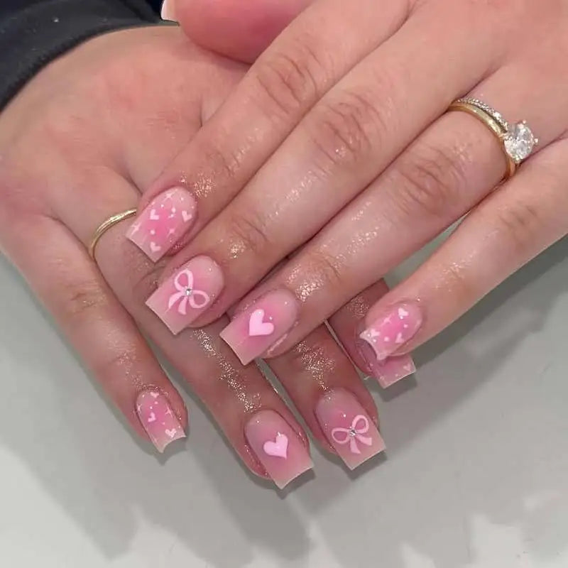 Durable Press-On Square Nail Set